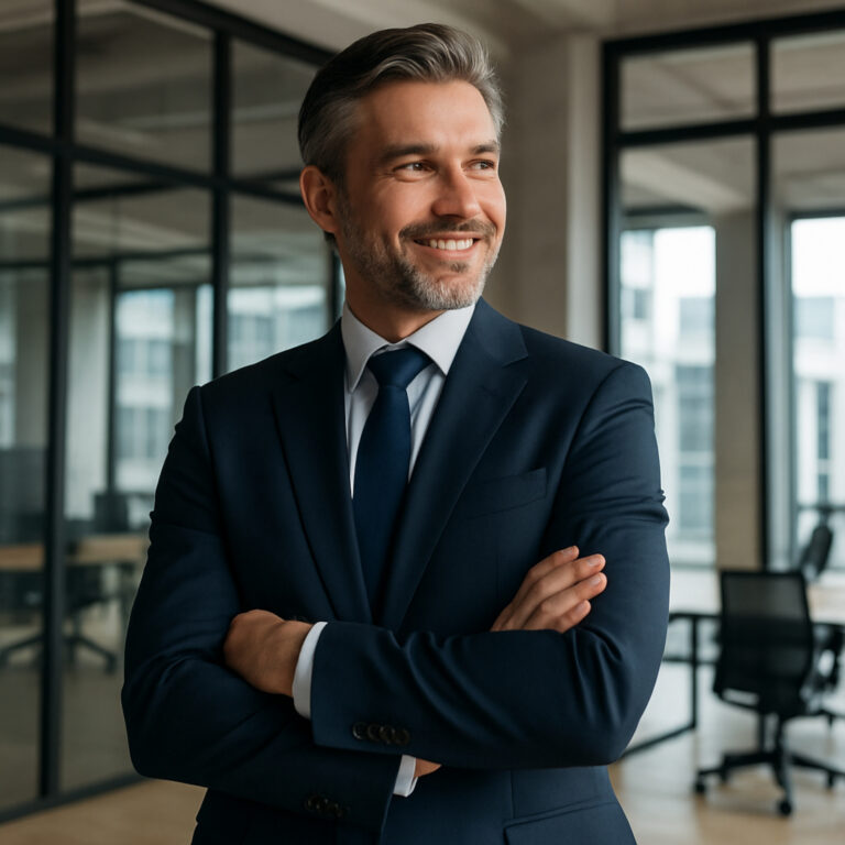 Happy,Self-confident,Mature,45,Year,Old,Businessman,Investor,Standing,Looking